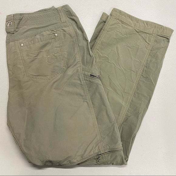 Kuhl Pants - Kuhl Anika Convertible Pants Zip Off Leg to Shorts Olive Green Womens Size 12